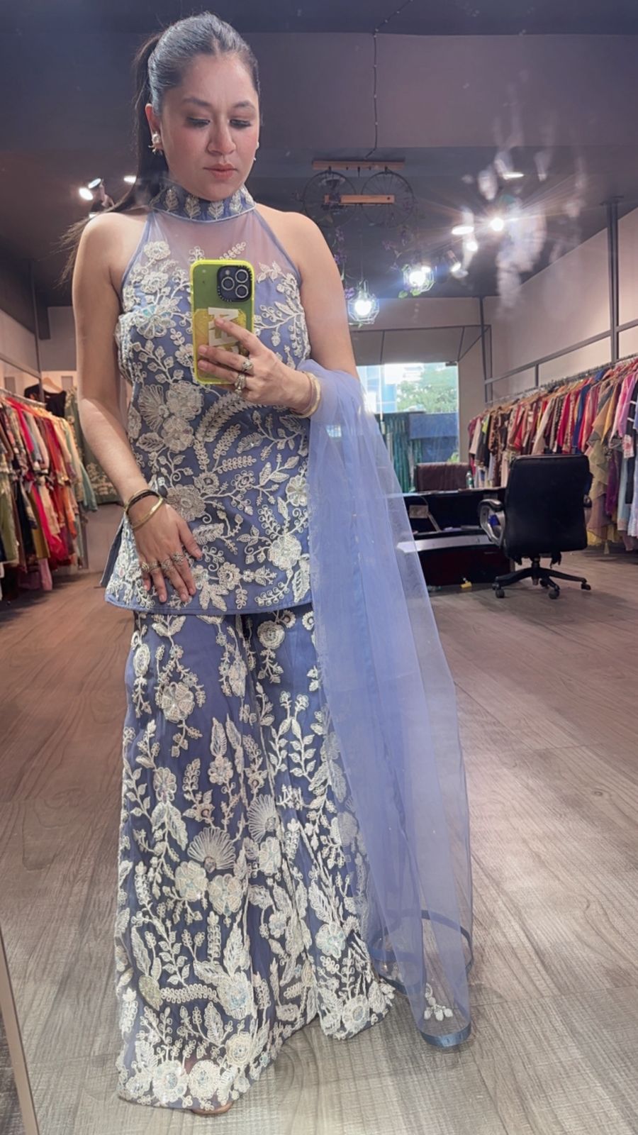 Dilruba lavander Heavy Thread work Designer Suit
