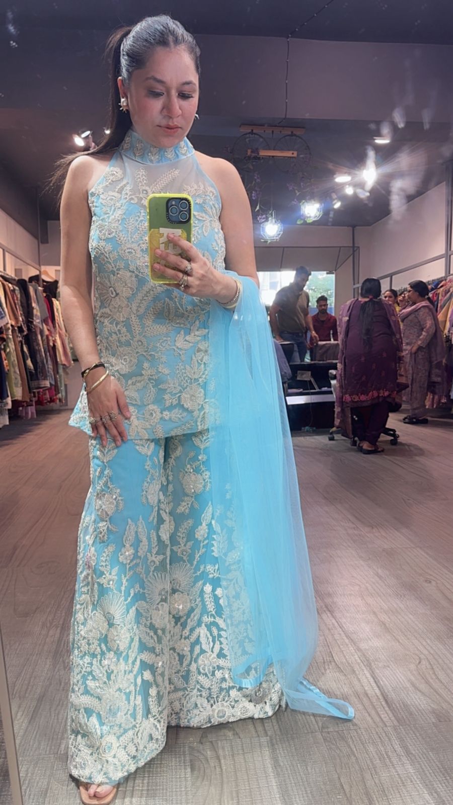 Dilruba Aqua Blue  Heavy Thread work Designer Suit