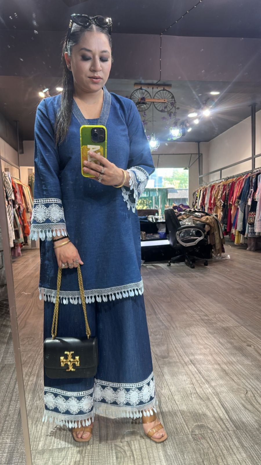 Puzzle Denim Cotton lace Cordset