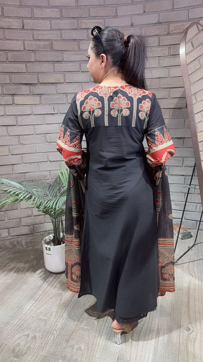 Zevar Black Cotton Designer Suit