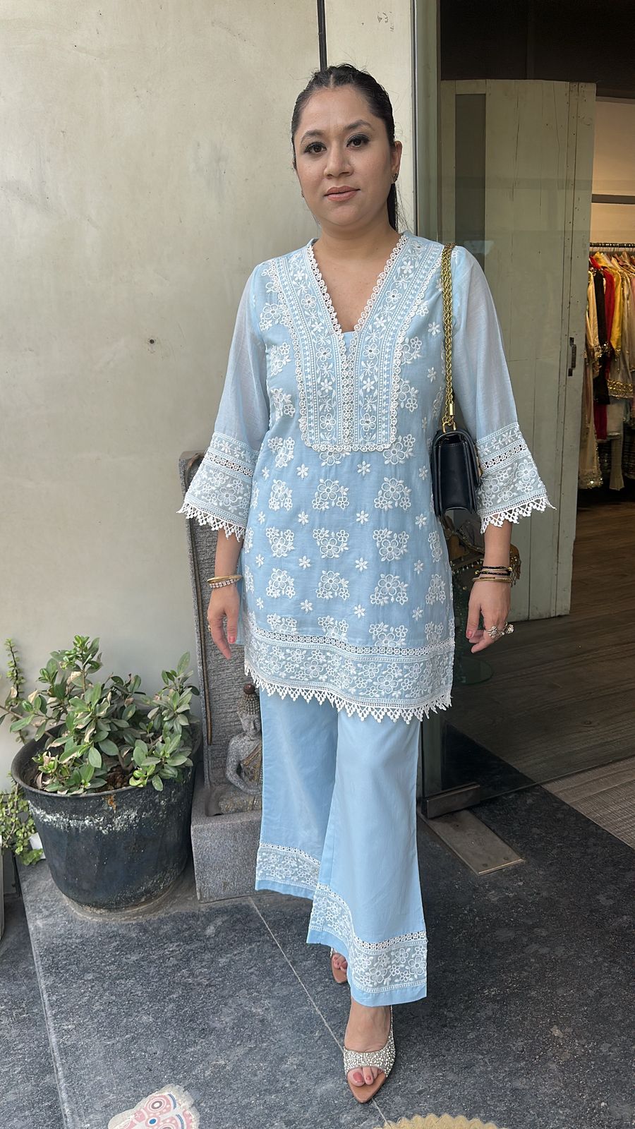 Zainab powder Blue Chikankari Cordset