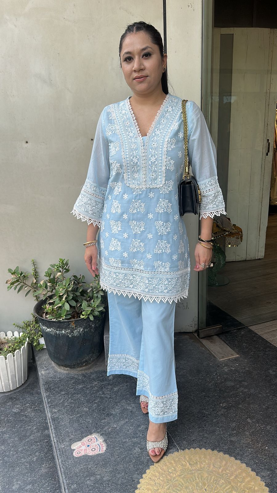 Zainab powder Blue Chikankari Cordset