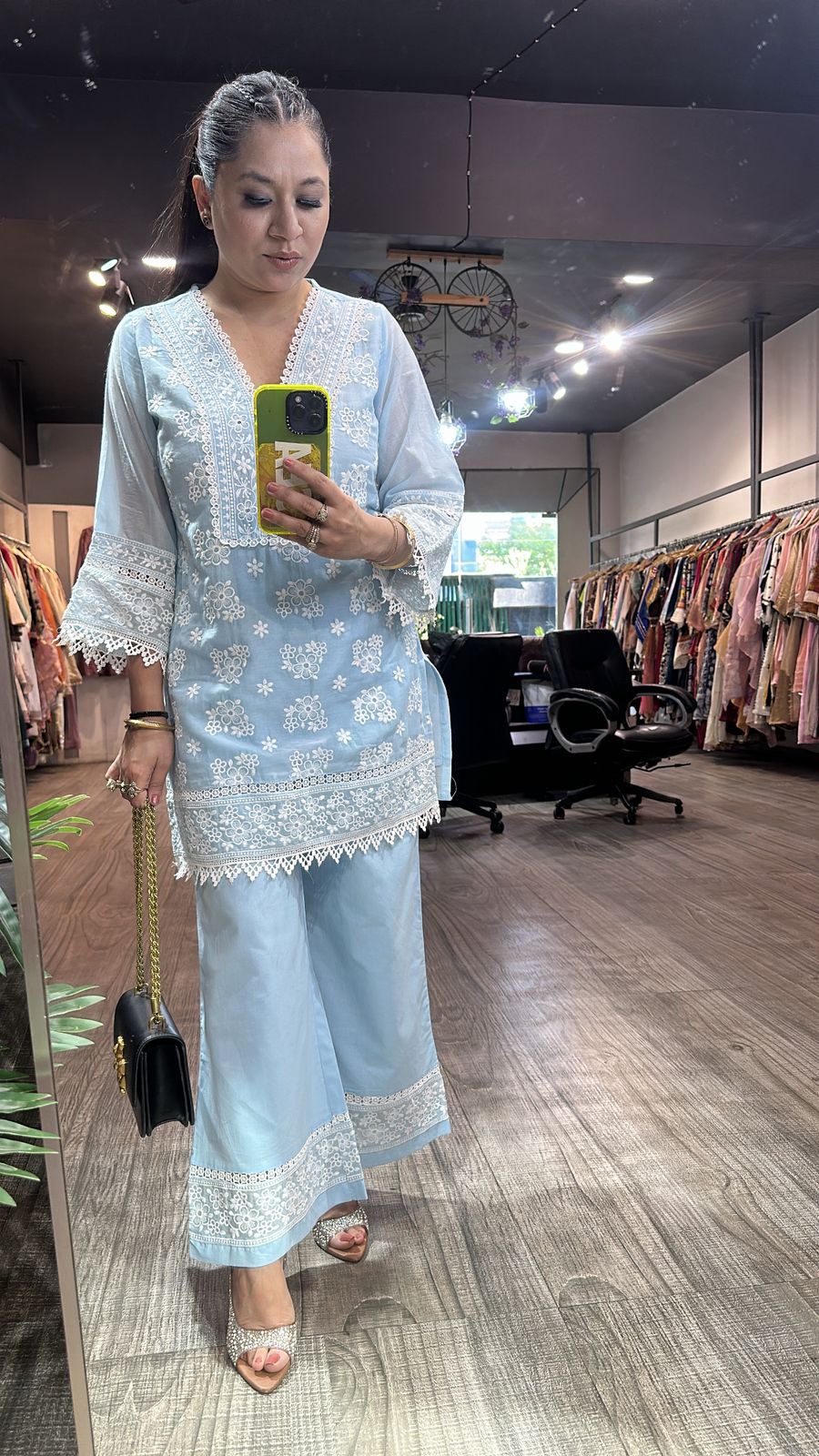 Zainab powder Blue Chikankari Cordset