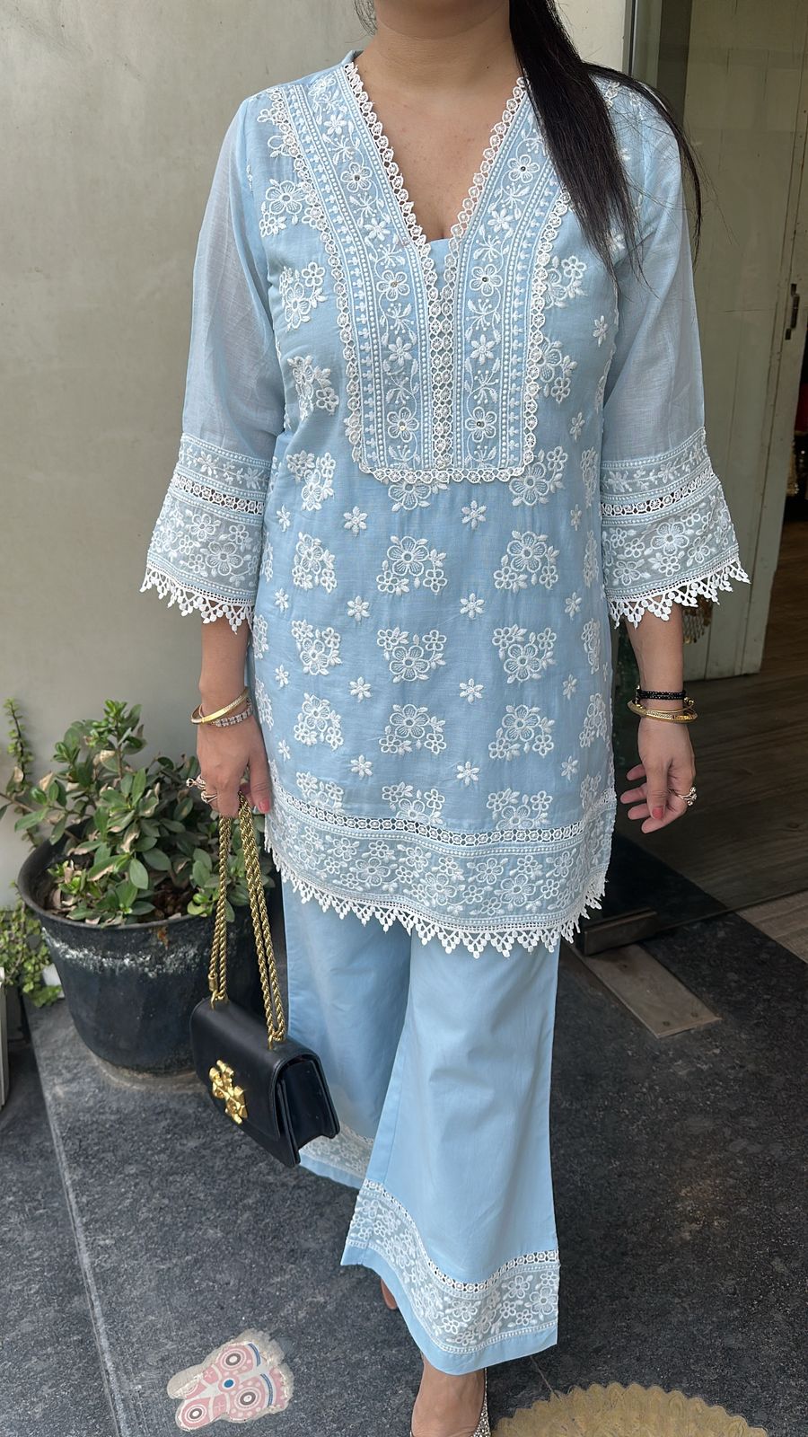 Zainab powder Blue Chikankari Cordset