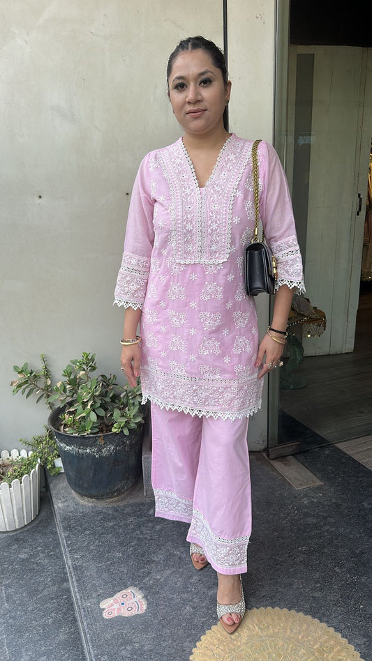 Zainab Baby pink Chikankari Cordset
