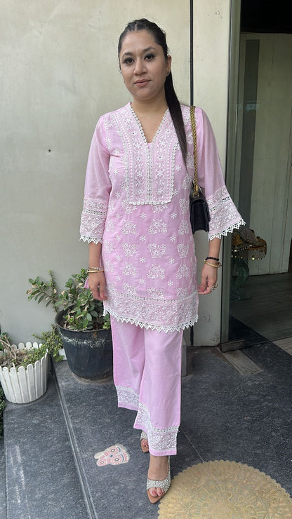 Zainab Baby pink Chikankari Cordset