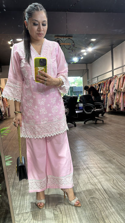 Zainab Baby pink Chikankari Cordset