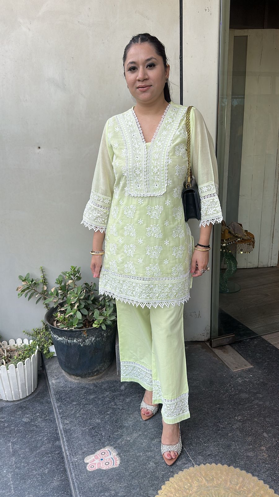 Zainab pista Green Chikankari Cordset