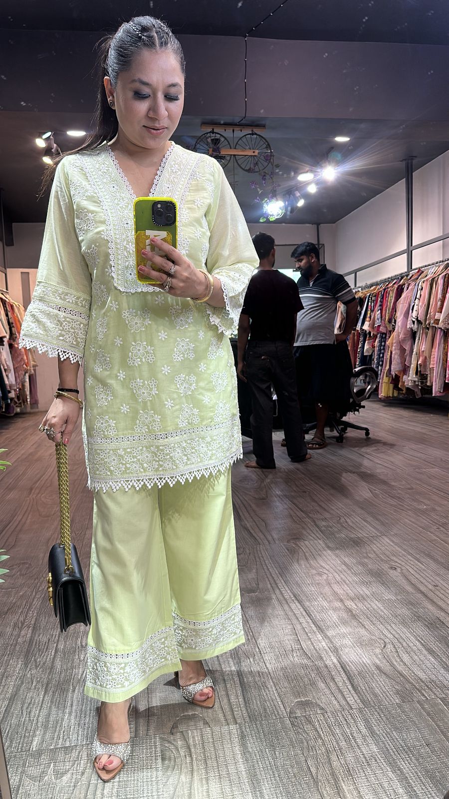 Zainab pista Green Chikankari Cordset