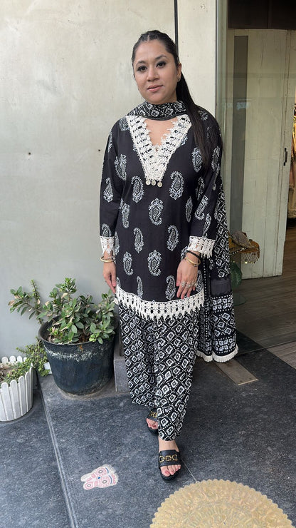 Nora Black Digital Print Farshi salwar cotton Suit