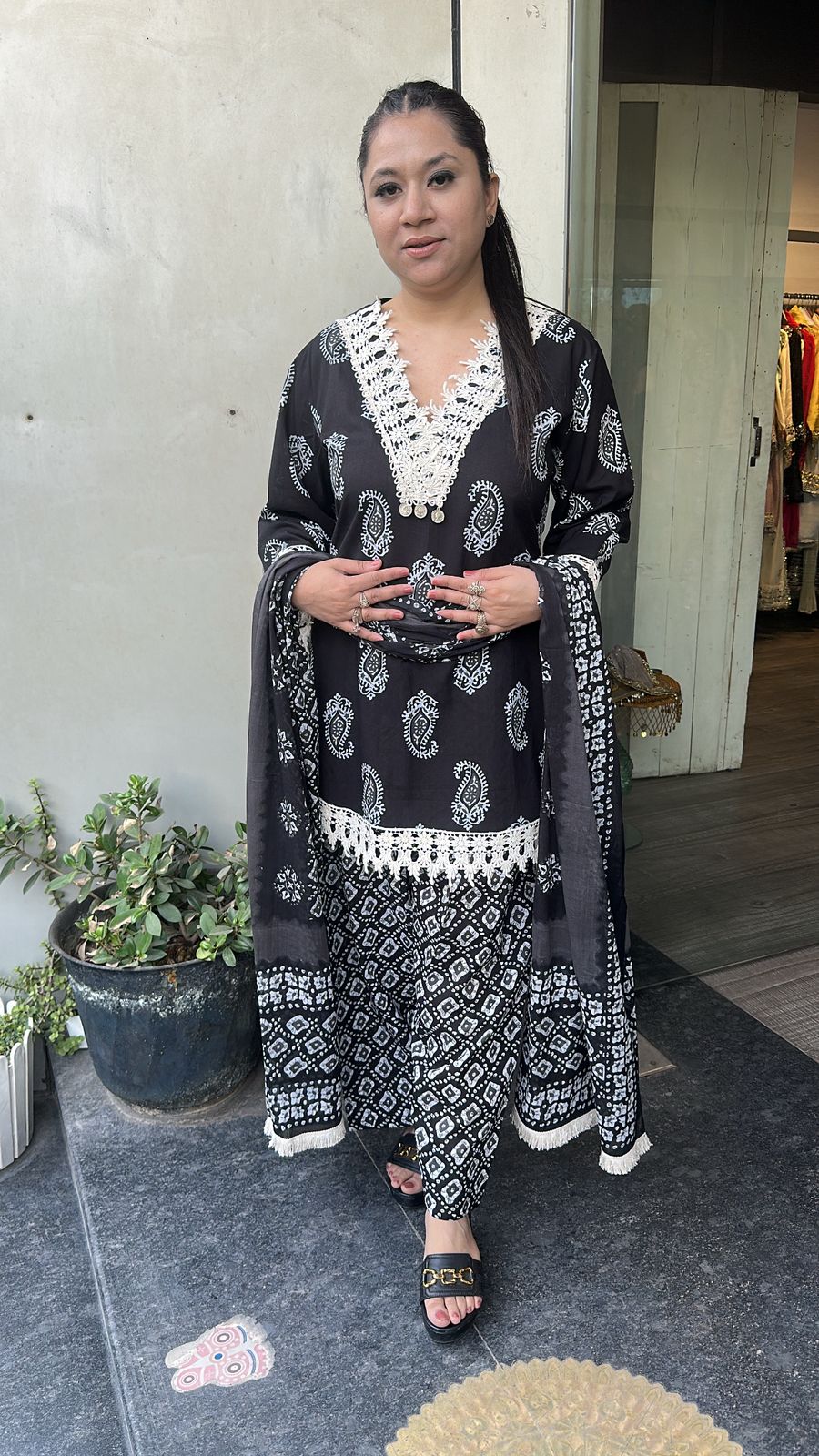 Nora Black Digital Print Farshi salwar cotton Suit