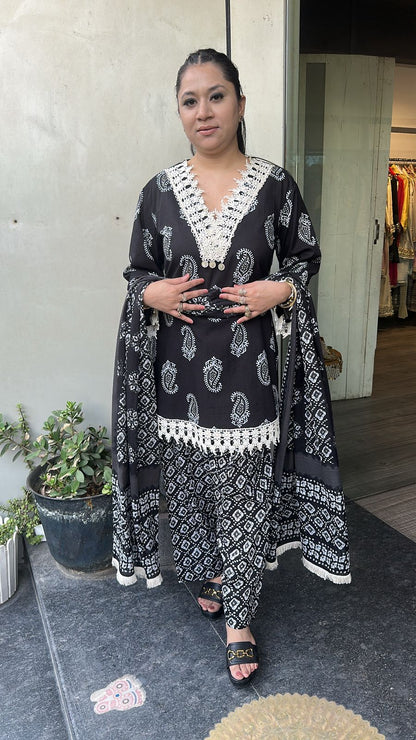 Nora Black Digital Print Farshi salwar cotton Suit