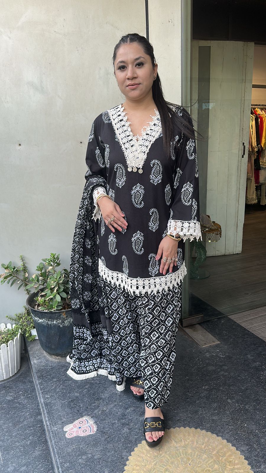 Nora Black Digital Print Farshi salwar cotton Suit
