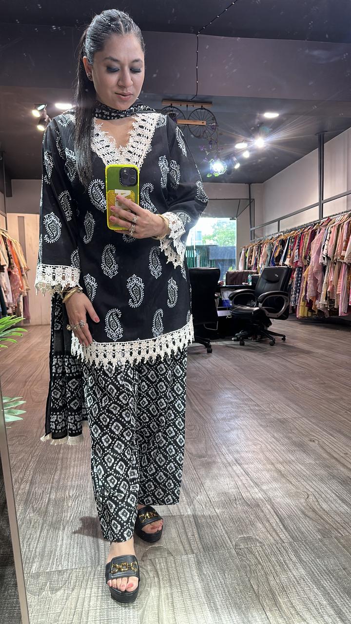 Nora Black Digital Print Farshi salwar cotton Suit