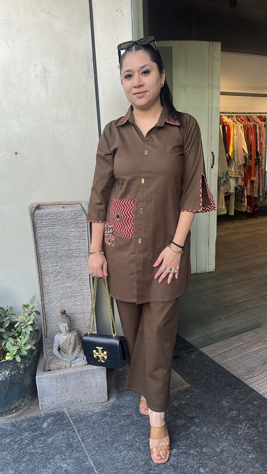 Izhaar Brown Cotton Designer Cordset