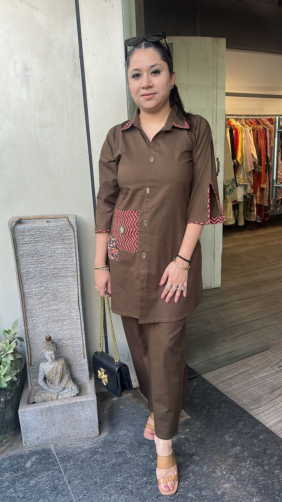 Izhaar Brown Cotton Designer Cordset