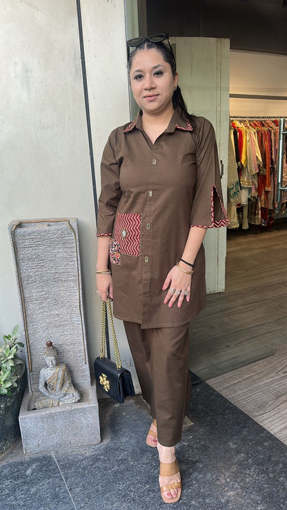 Izhaar Brown Cotton Designer Cordset