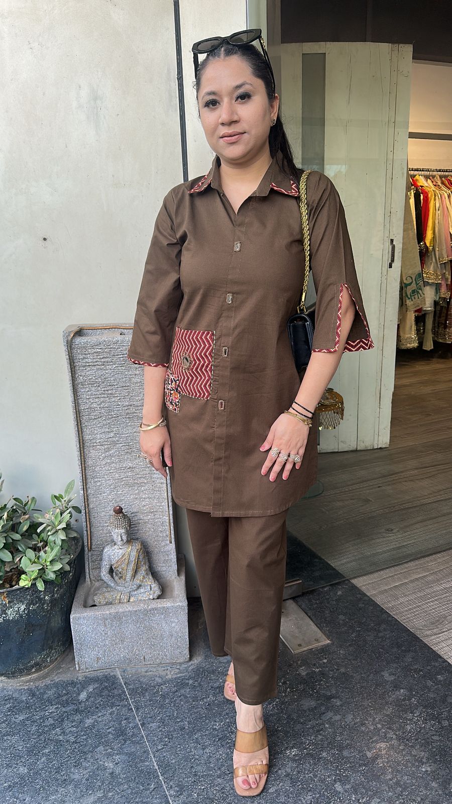 Izhaar Brown Cotton Designer Cordset