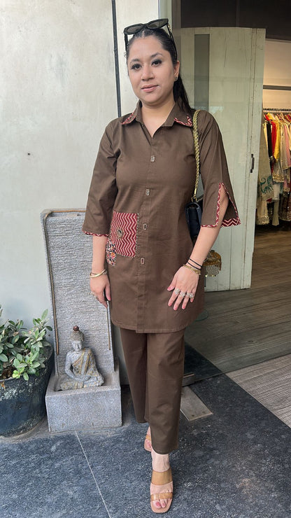 Izhaar Brown Cotton Designer Cordset