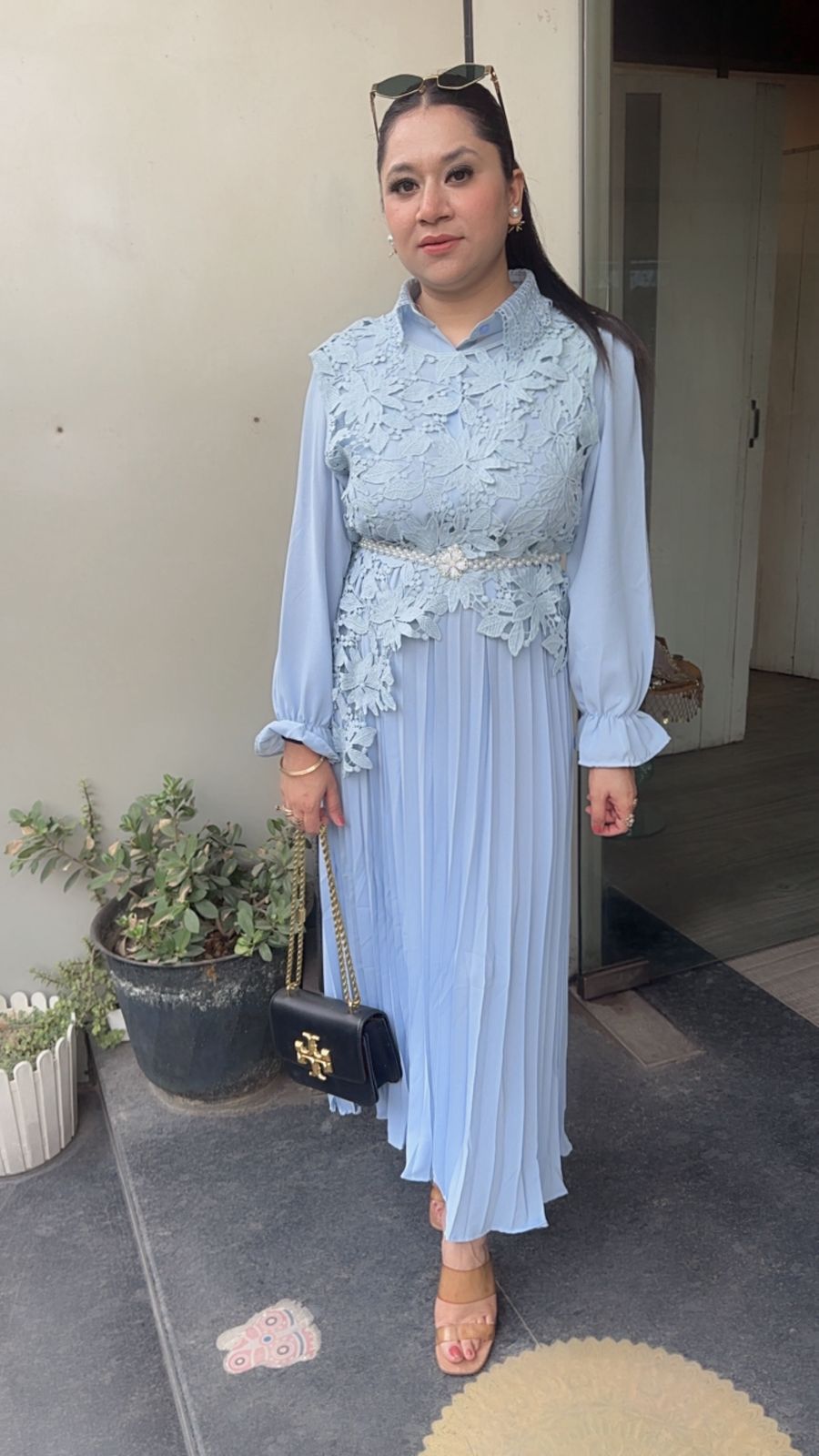 Raisin powder Blue Lace Dress