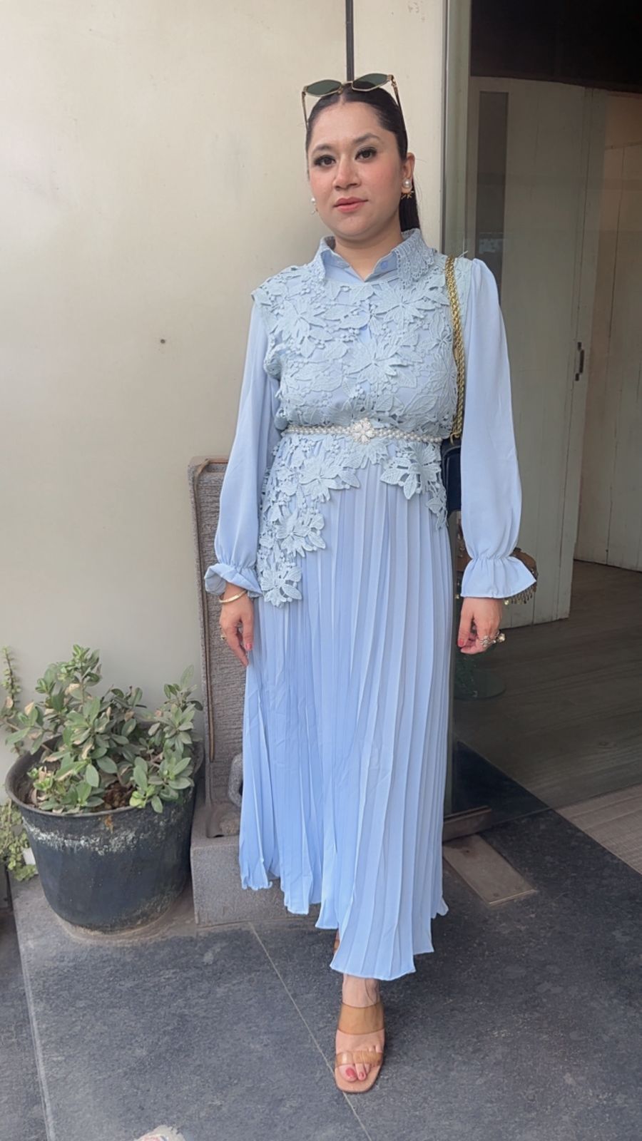 Raisin powder Blue Lace Dress