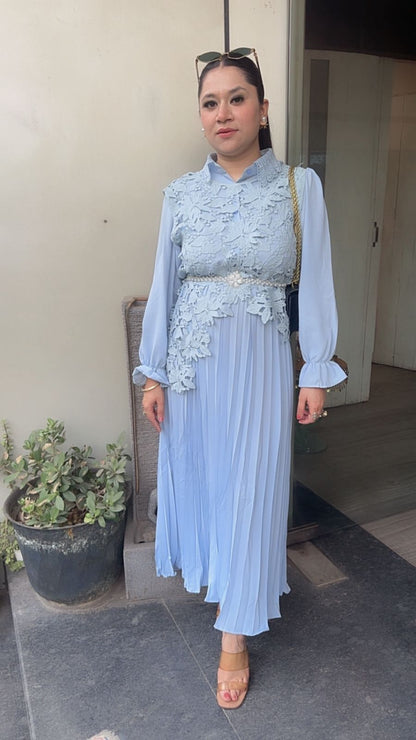 Raisin powder Blue Lace Dress