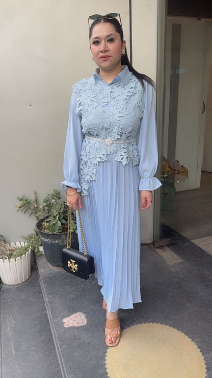 Raisin powder Blue Lace Dress