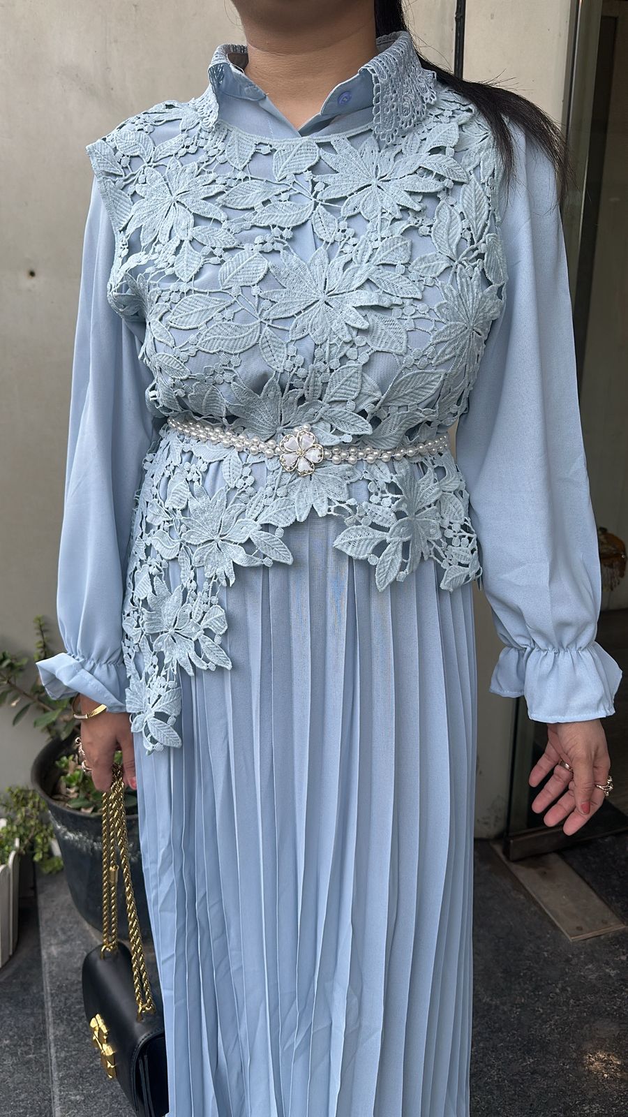 Raisin powder Blue Lace Dress