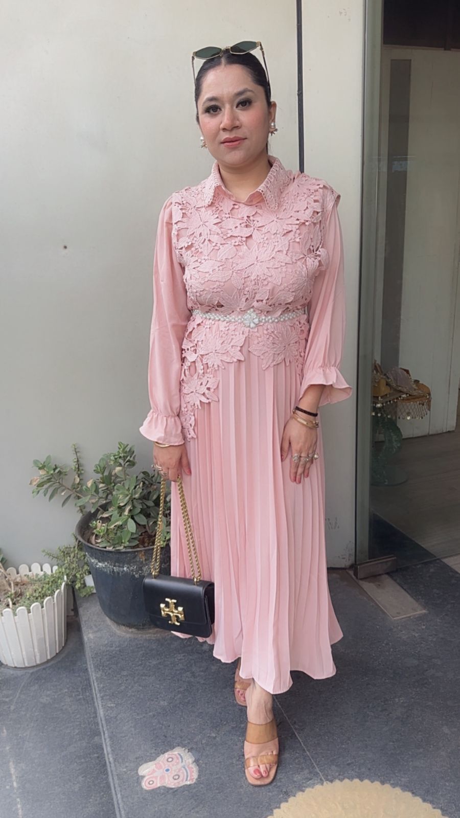 Raisin peach Pink Lace Dress