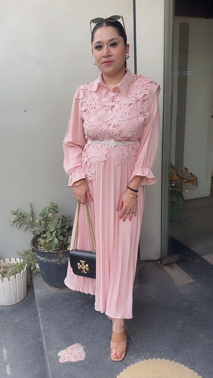 Raisin peach Pink Lace Dress