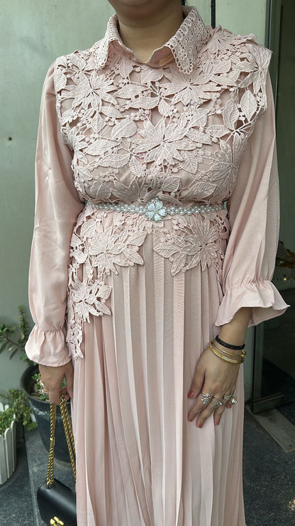 Raisin peach Pink Lace Dress