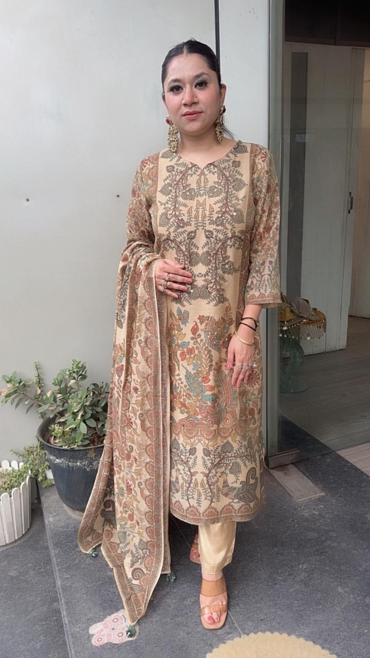 Beans New Beige Designer Cotton Suit