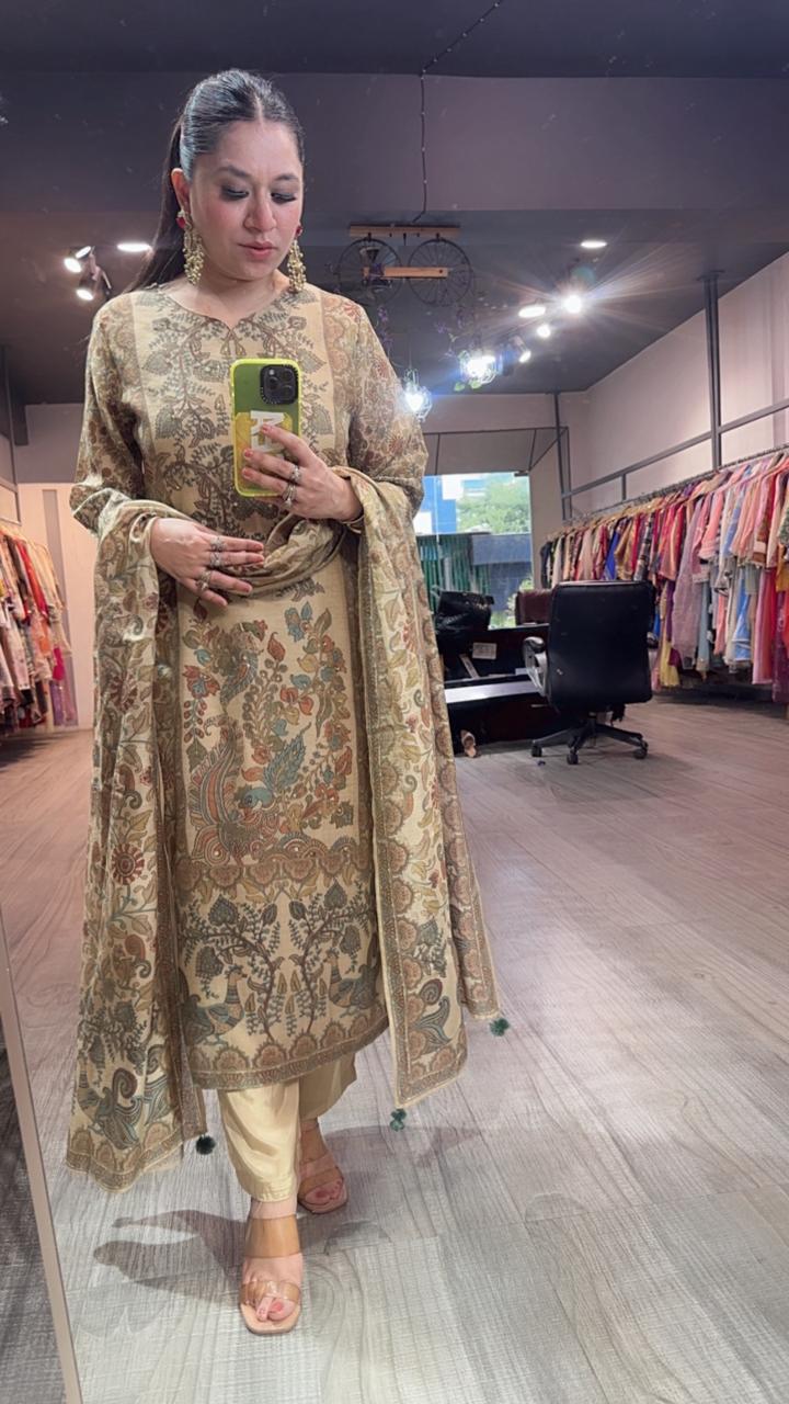 Beans New Beige Designer Cotton Suit