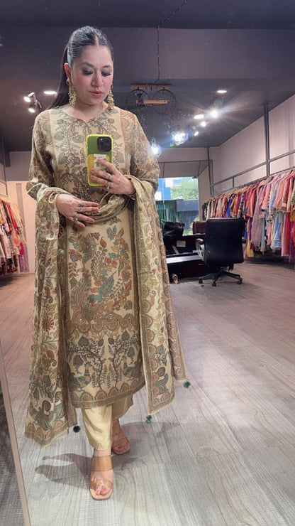 Beans New Beige Designer Cotton Suit