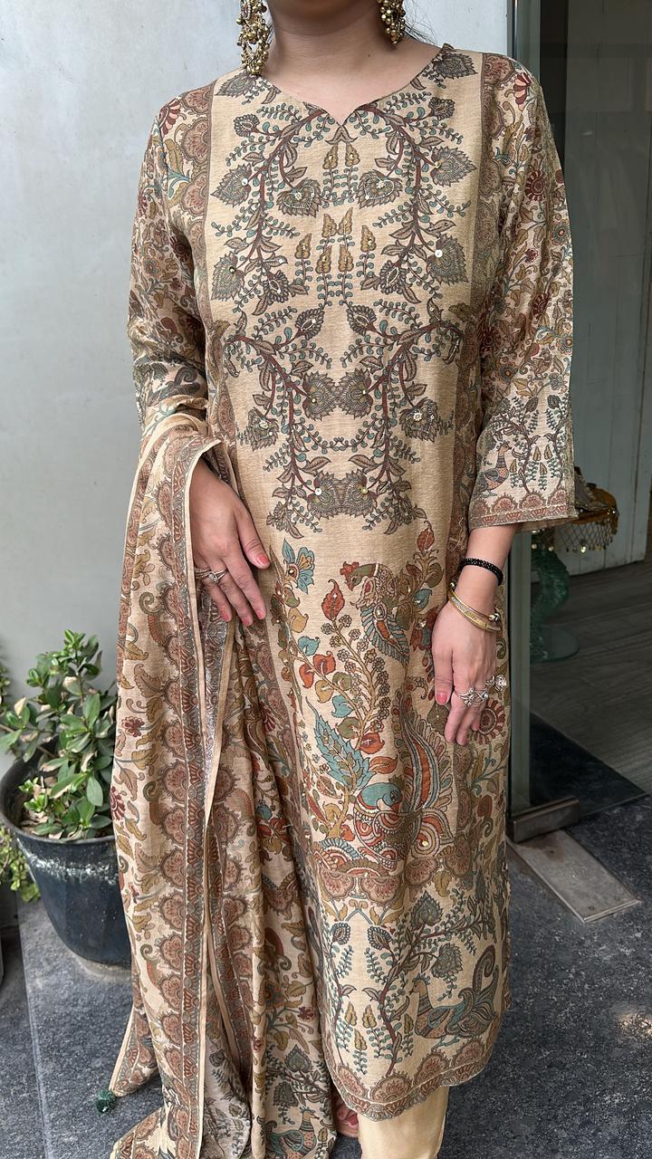 Beans New Beige Designer Cotton Suit