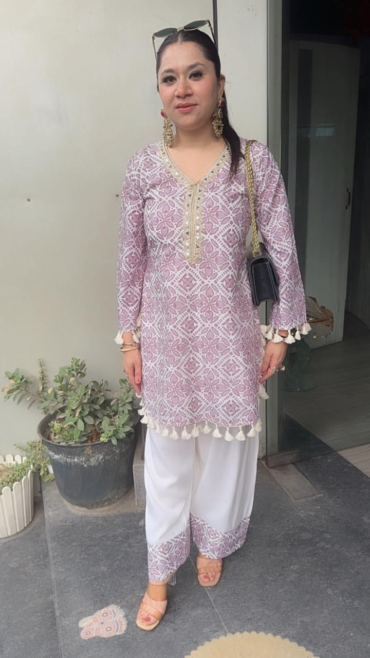Eclairs Lavander Chiffle Farshi salwar Cordset