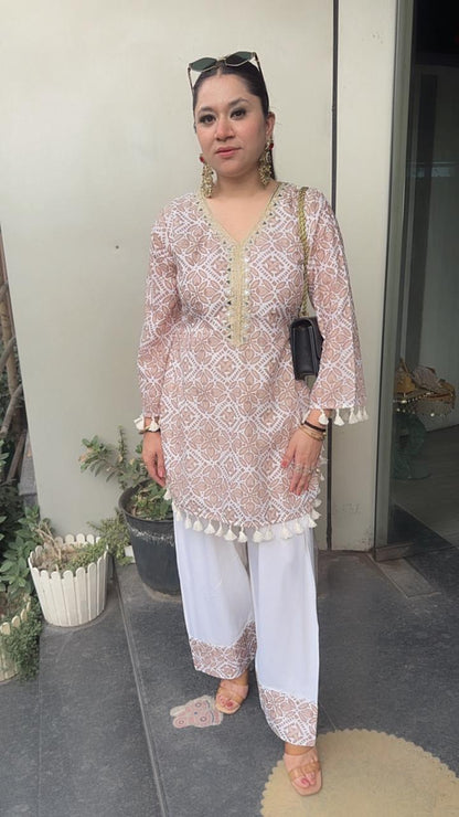 Eclairs Beige Chiffle Farshi salwar Cordset