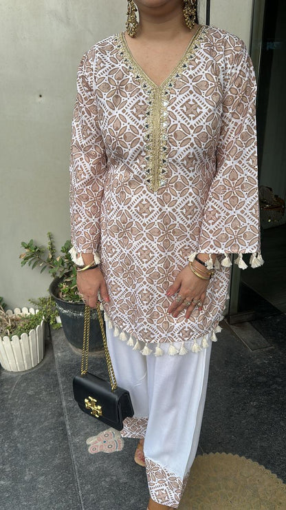 Eclairs Beige Chiffle Farshi salwar Cordset