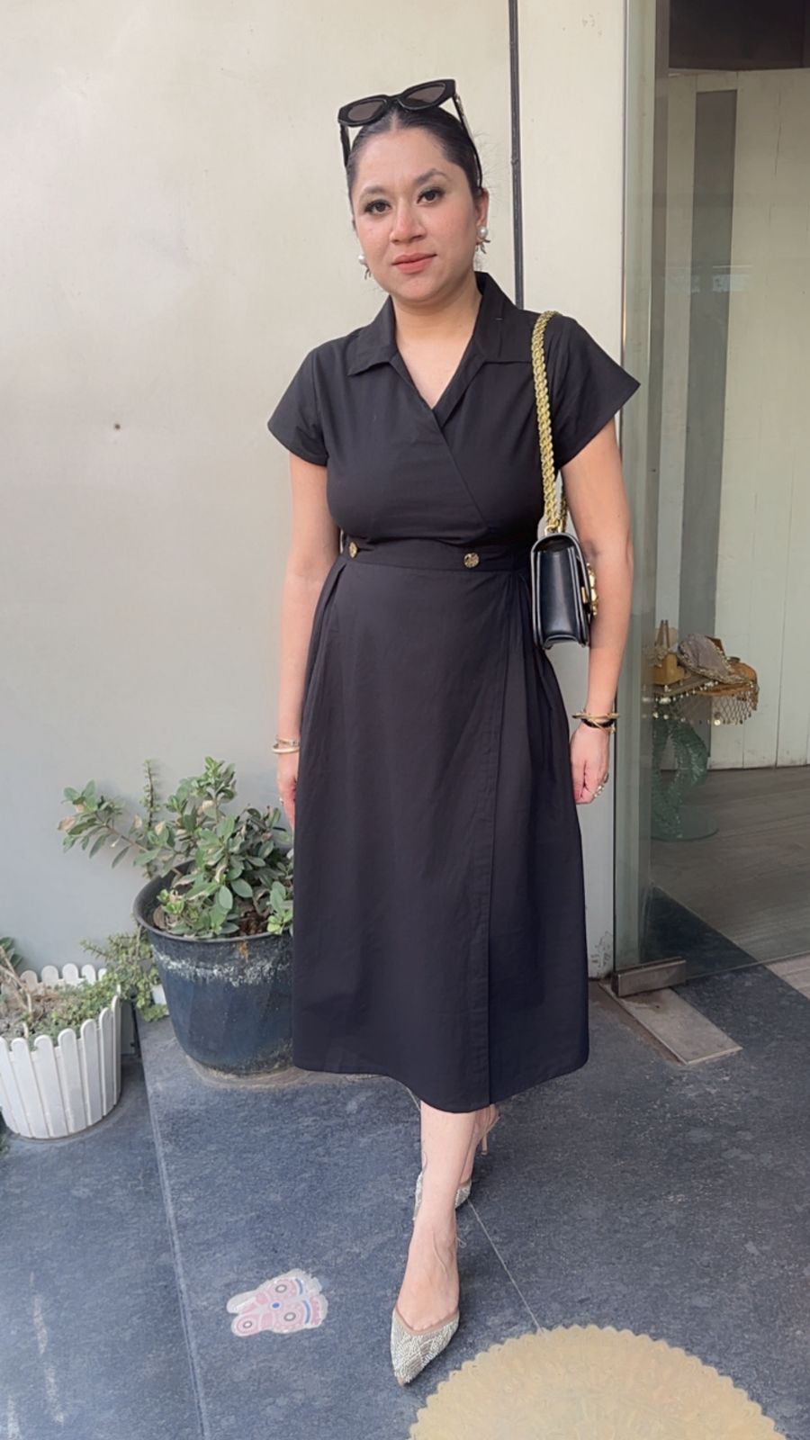 Bloom Black Cotton Designer Dress