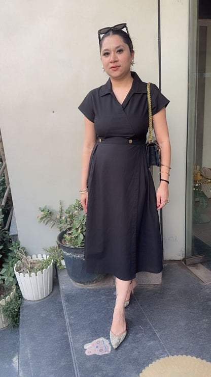 Bloom Black Cotton Designer Dress