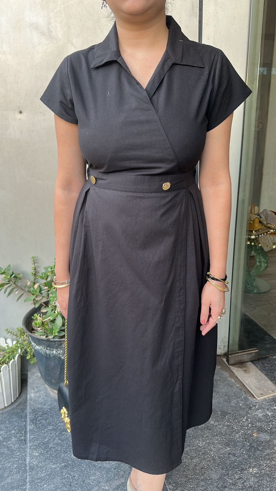 Bloom Black Cotton Designer Dress