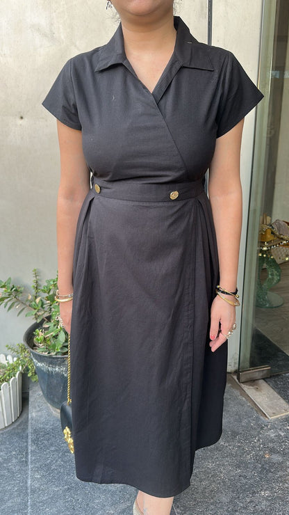 Bloom Black Cotton Designer Dress