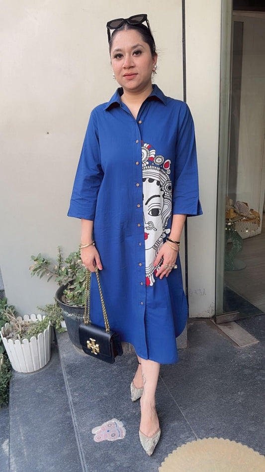 Alleppey Blue Cotton Designer Dress