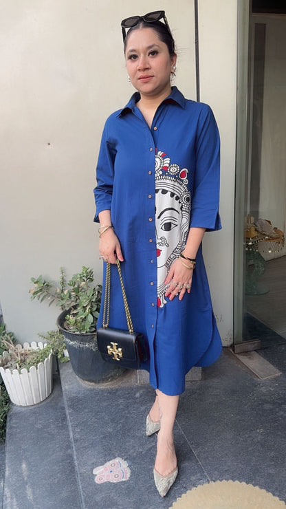 Alleppey Blue Cotton Designer Dress