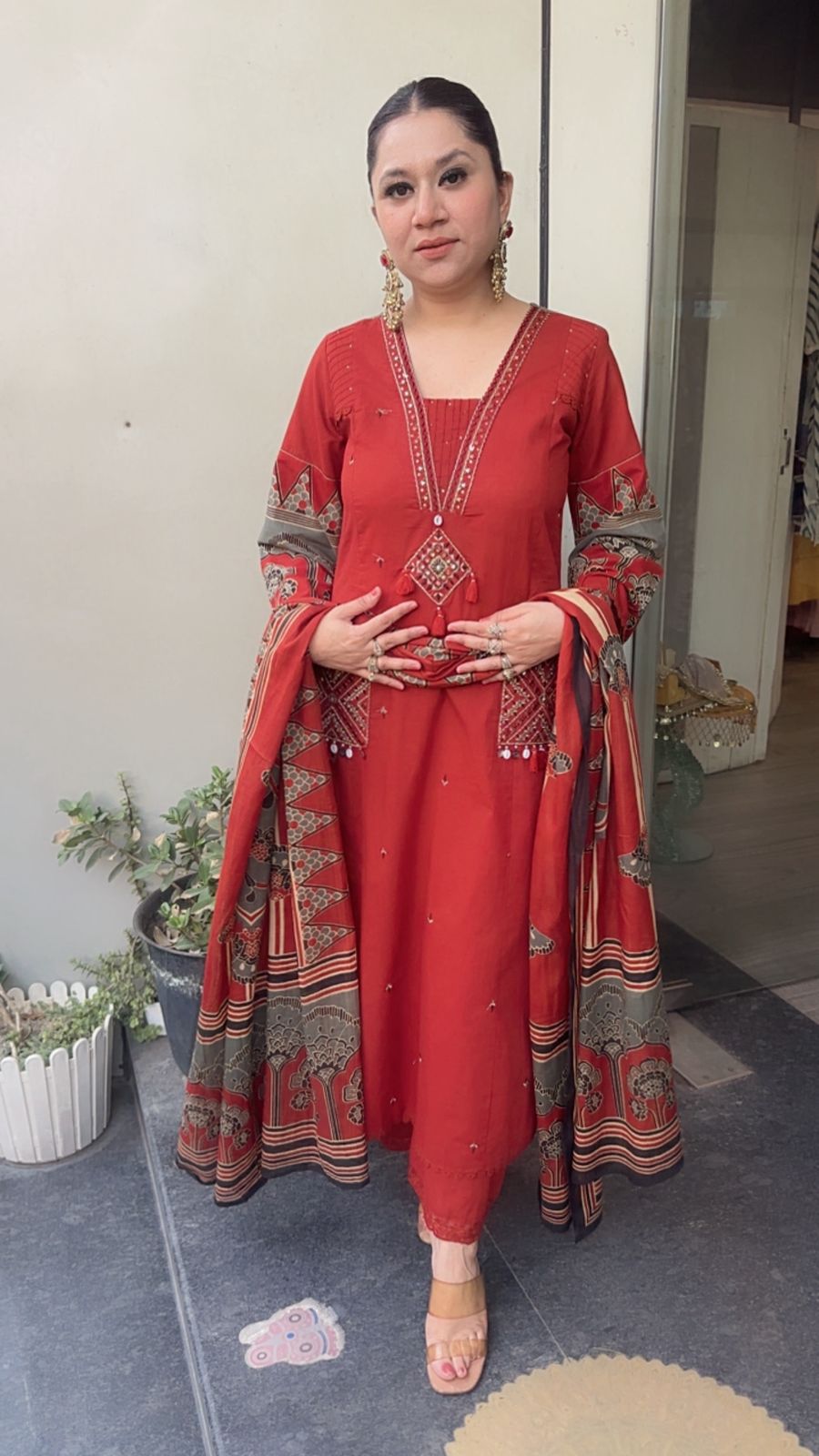 Zevar Rust Cotton Designer Suit
