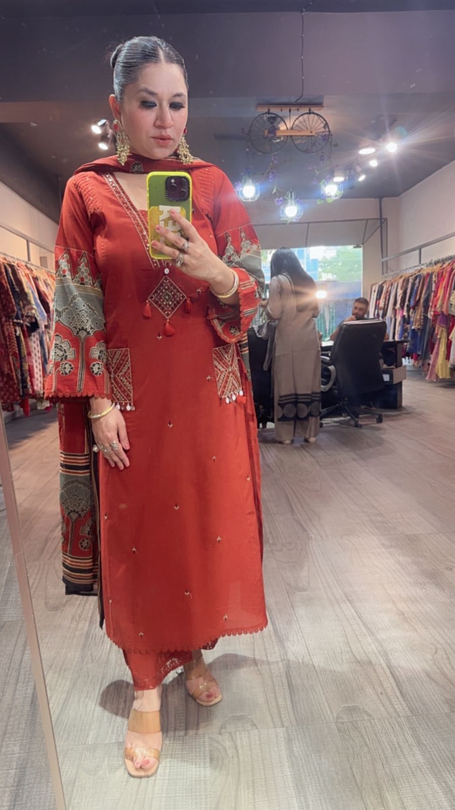 Zevar Rust Cotton Designer Suit