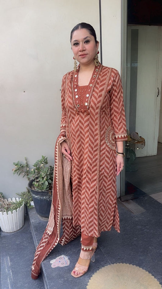 Garlic Brown Rust Digital print Suit