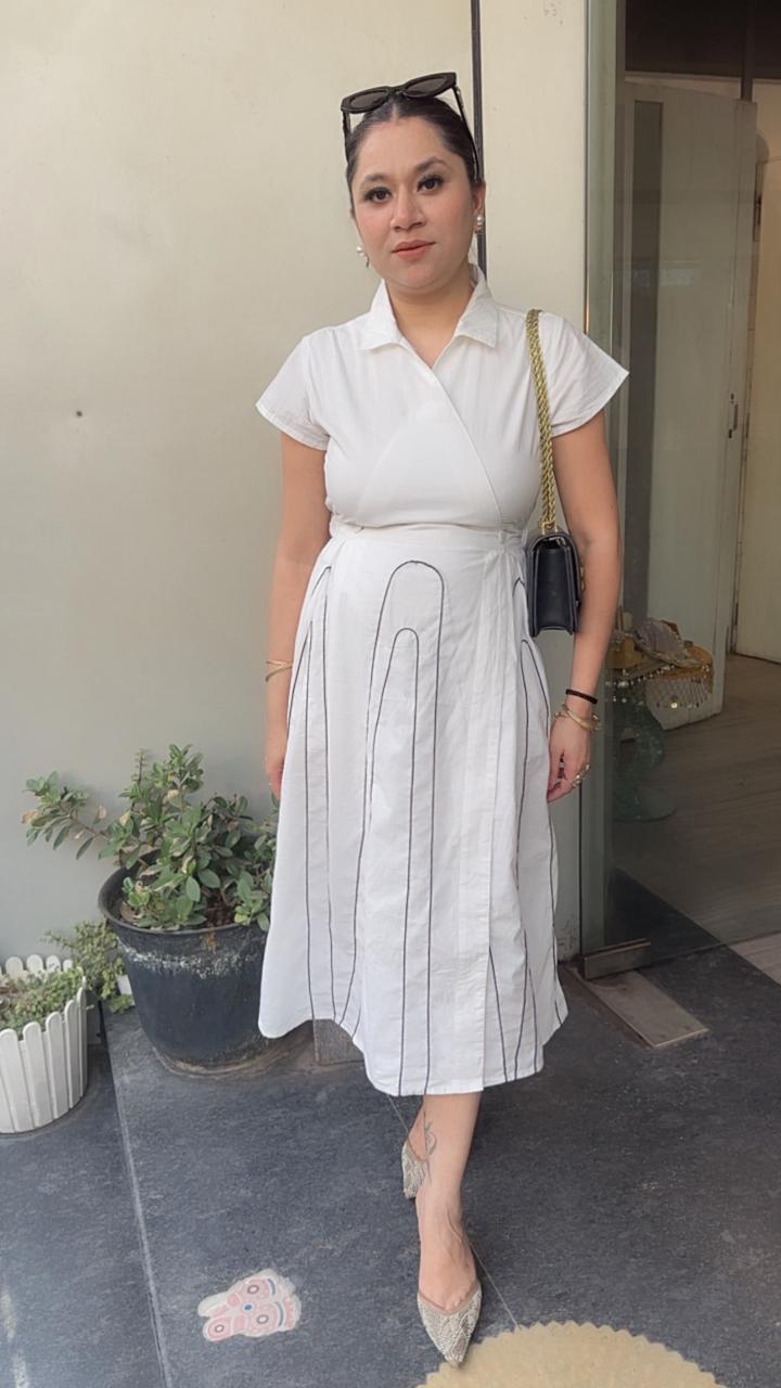 Horizon white Cotton Designer Dress