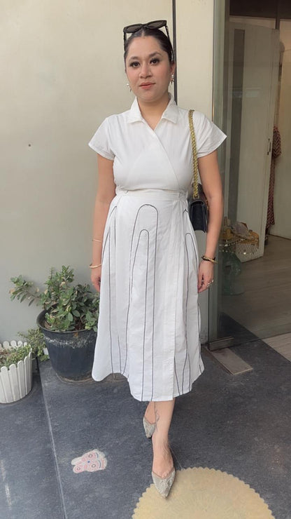 Horizon white Cotton Designer Dress