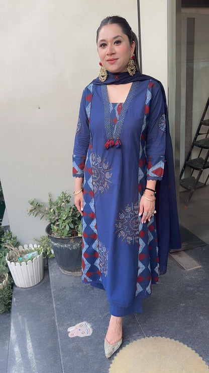 Blueberry Indigo Digital print Designer Suit